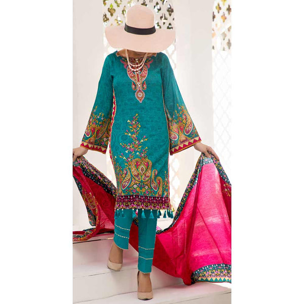 VS Daman Printed Un-Stitched Suit - 220A, Women, 3Pcs Shalwar Suit, VS Textiles, Chase Value