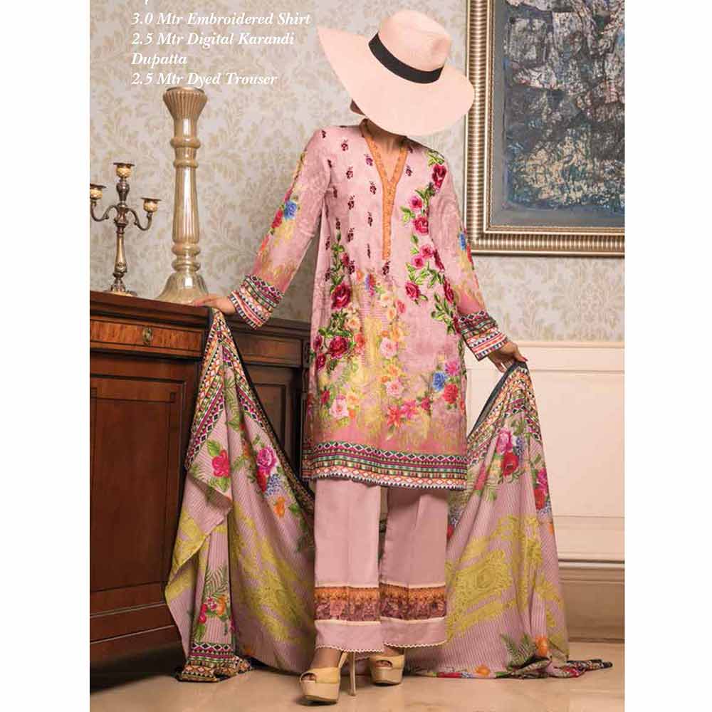 Zynah Digital Embroidered Karandi 3 Piece Un-Stitched Suit - 19-400, Women, 3Pcs Shalwar Suit, VS Textiles, Chase Value