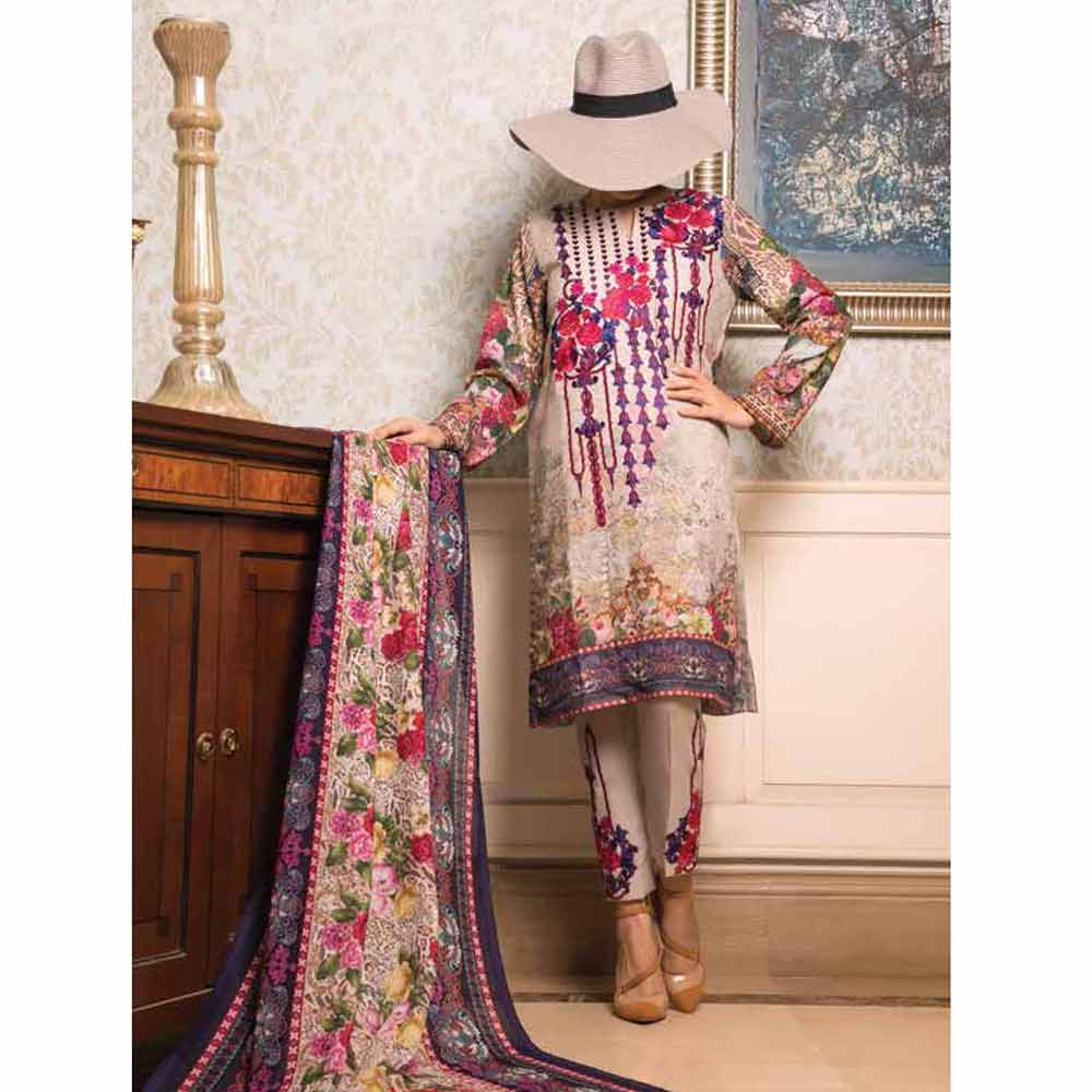 Zynah Digital Embroidered Karandi 3 Piece Un-Stitched Suit - 19-403, Women, 3Pcs Shalwar Suit, VS Textiles, Chase Value