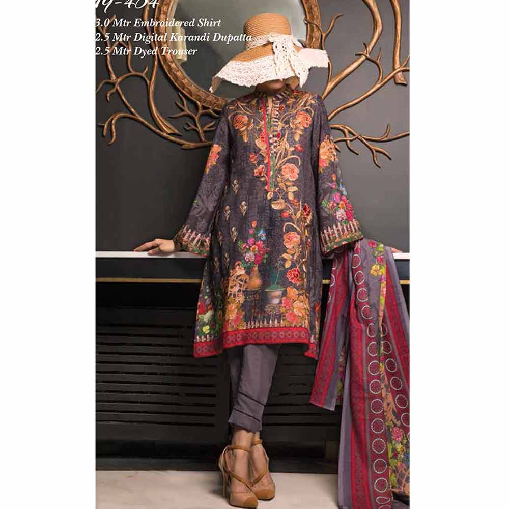 Zynah Digital Embroidered Karandi 3 Piece Un-Stitched Suit - 19-404, Women, 3Pcs Shalwar Suit, VS Textiles, Chase Value