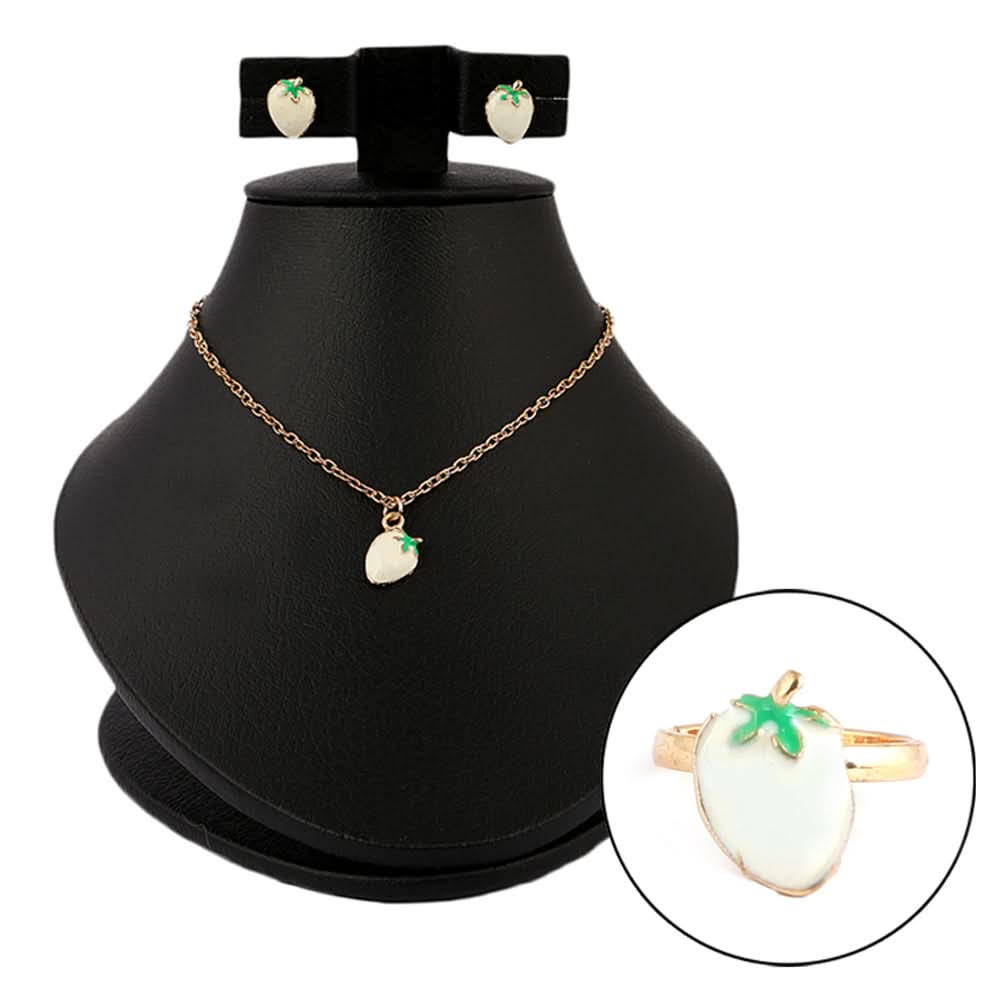 Women's Fancy Locket Set - White - test-store-for-chase-value