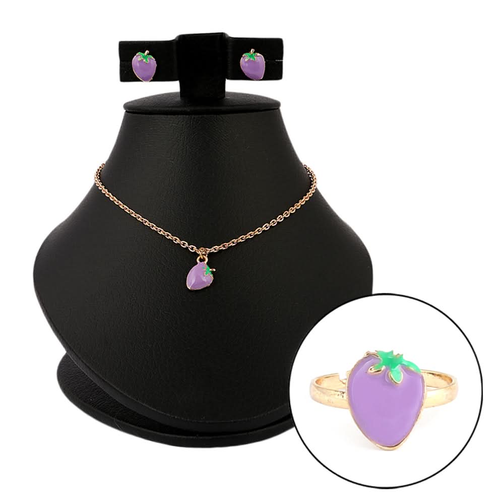 Women's Fancy Locket Set - Purple - test-store-for-chase-value