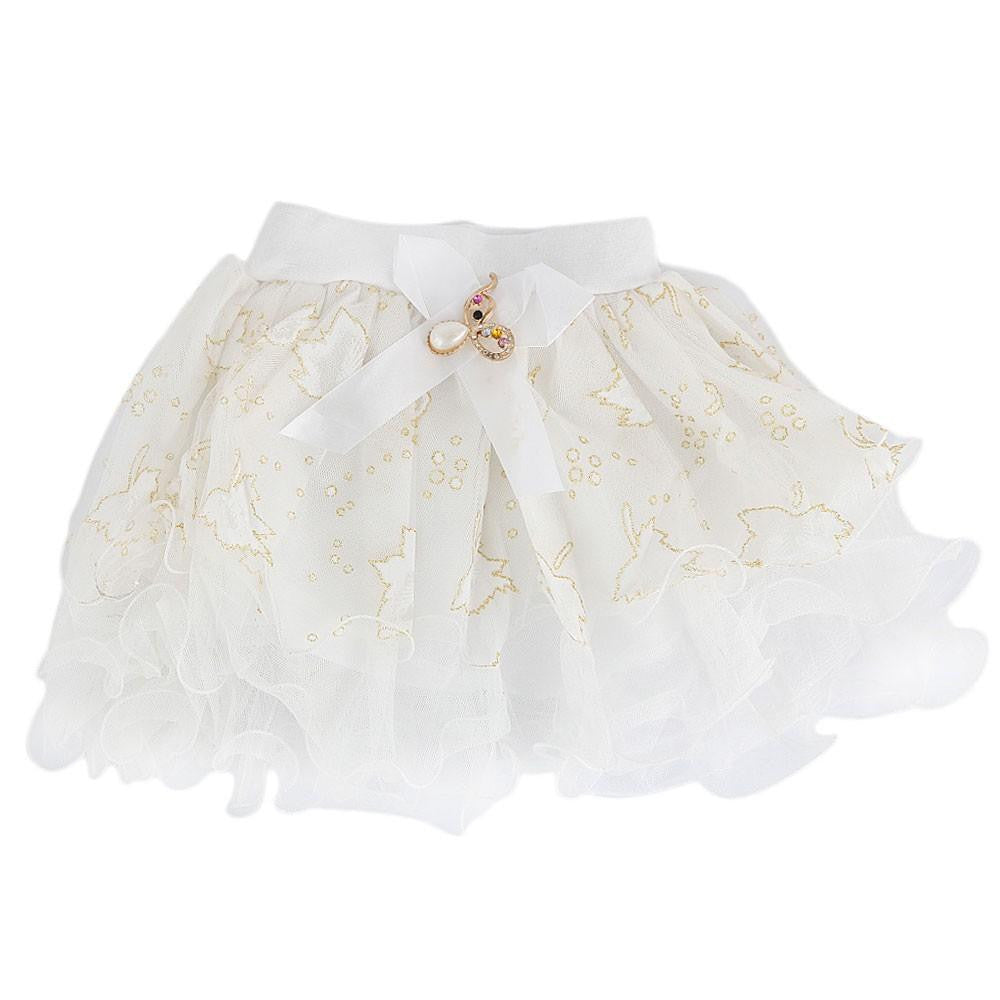 Girls Fancy Net Skirt - White - test-store-for-chase-value