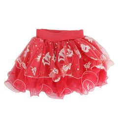 Girls Fancy Net Skirt - Red - test-store-for-chase-value
