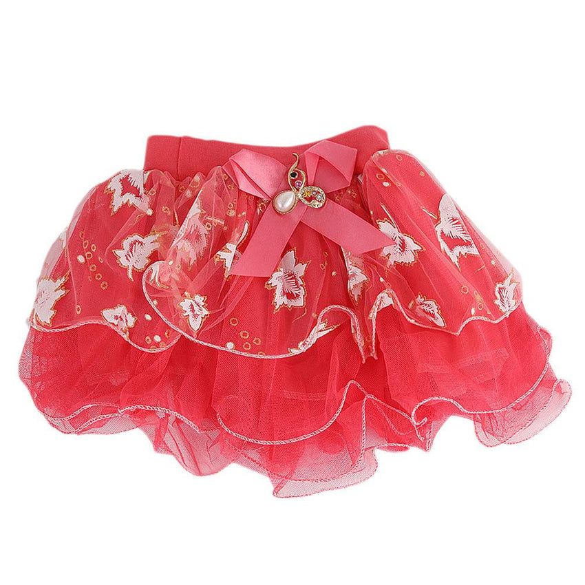 Girls Fancy Net Skirt - Red - test-store-for-chase-value
