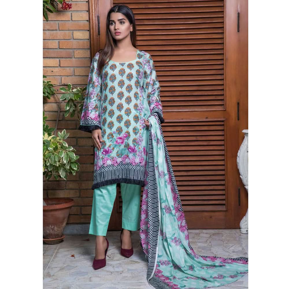 Rangreza Printed Lawn 3 Piece Un-Stitched Suit Vol 8 - 04 - test-store-for-chase-value