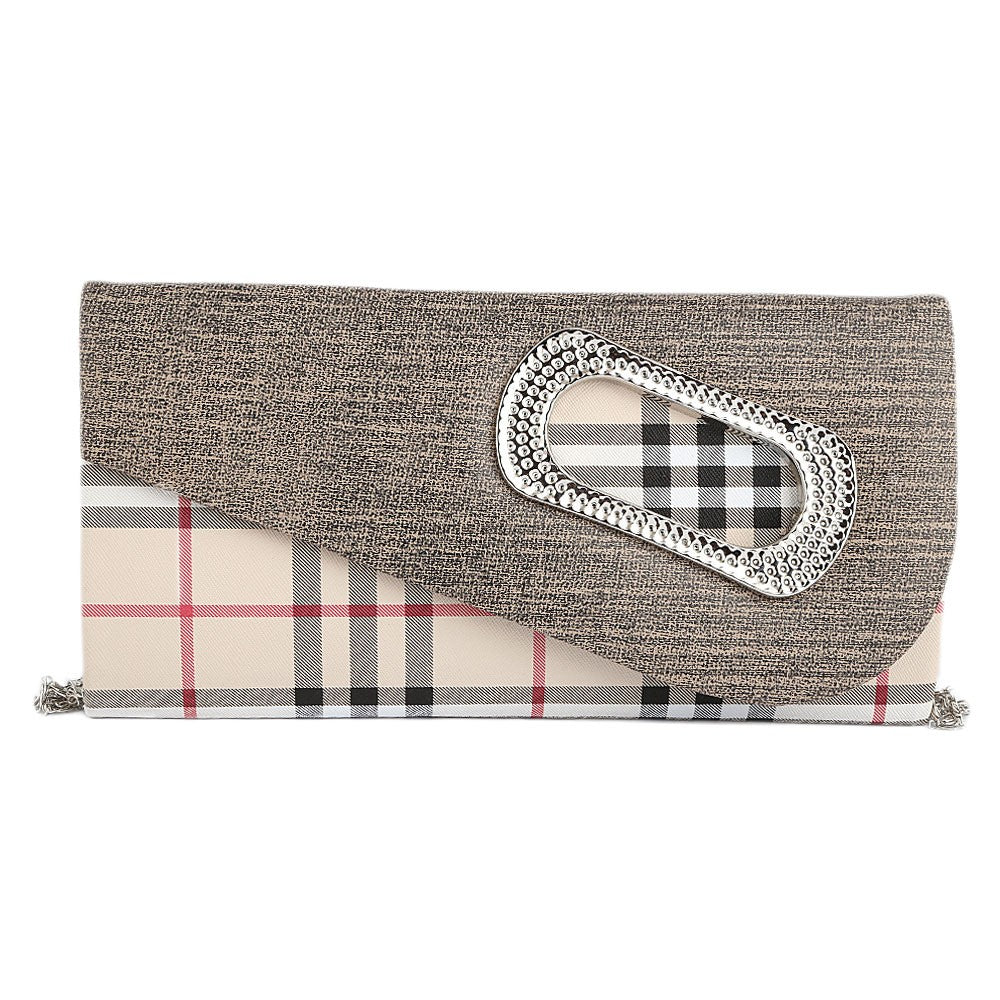 Women's Fancy Clutch 9074 - Dark Beige - test-store-for-chase-value