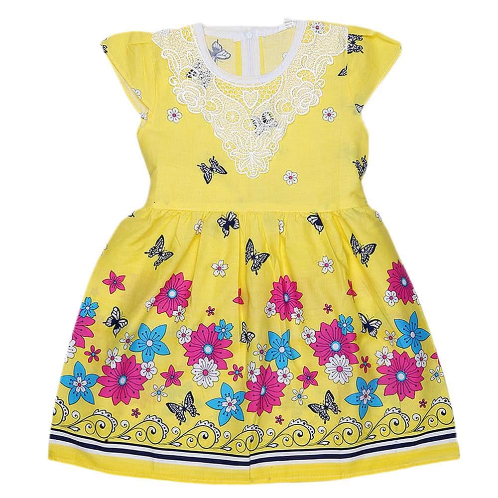 Girls Fancy Frock - Yellow - test-store-for-chase-value