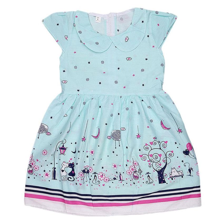 Girls Fancy Frock - Cyan - test-store-for-chase-value