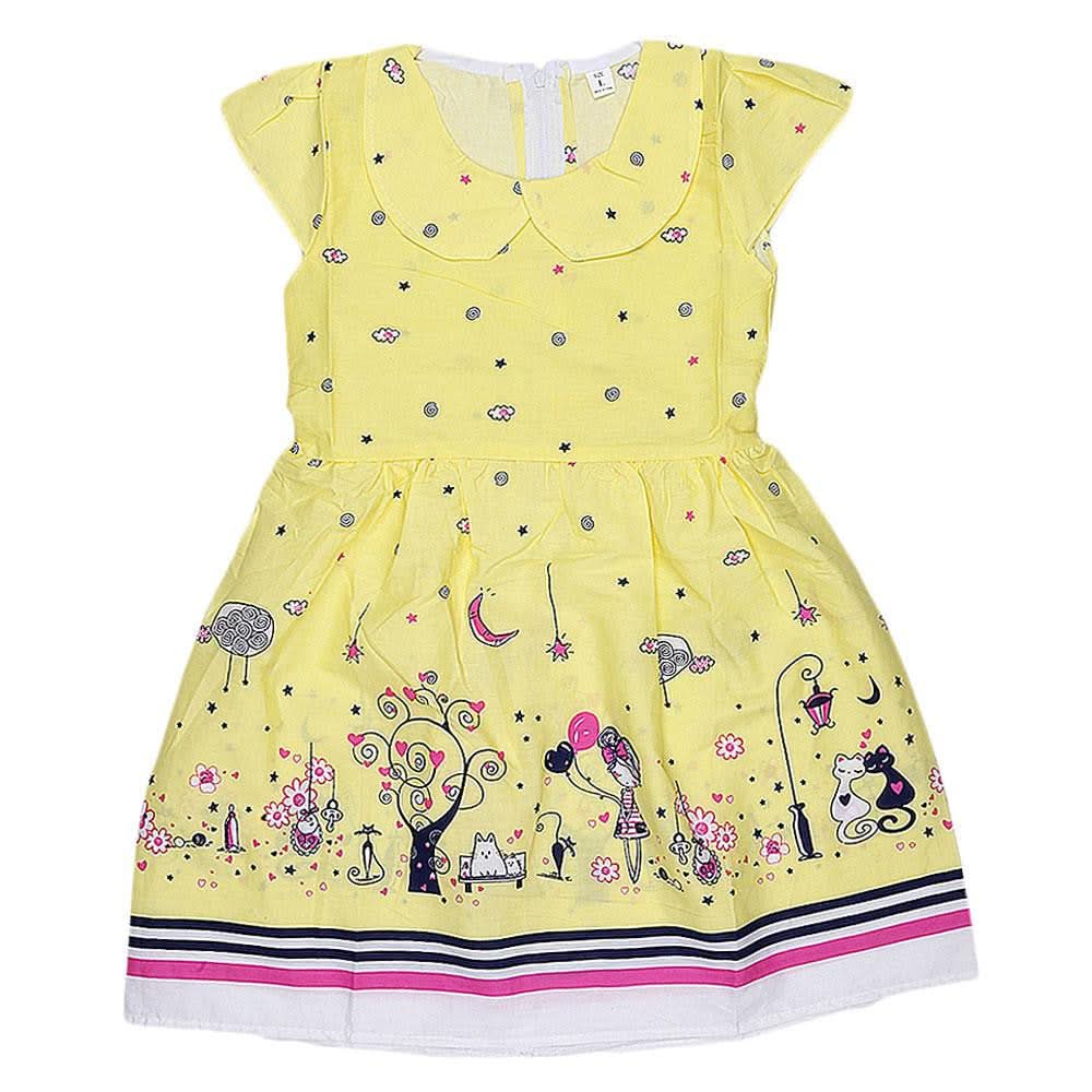 Girls Fancy Frock - Yellow - test-store-for-chase-value