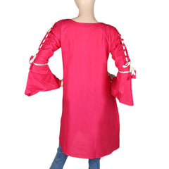 Women's Embroidered Short Kurti - Pink - test-store-for-chase-value