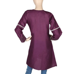 Women's Embroidered Short Kurti - Purple - test-store-for-chase-value