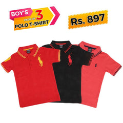 Boys Half Sleeves Polo T-Shirts Pack Of 3 - test-store-for-chase-value