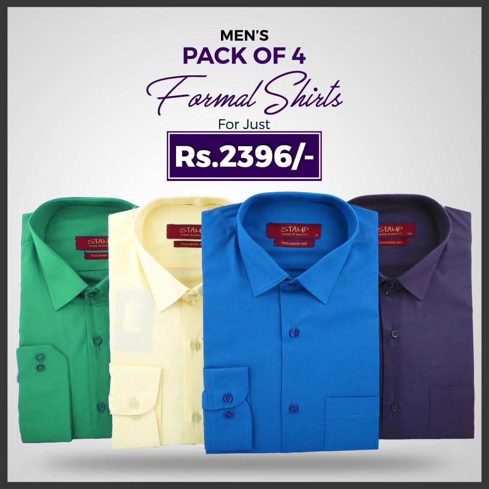 Men's Formal Shirt Pack Of 4, Men, Shirts, Chase Value, Chase Value
