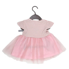 Newborn Girls Fancy Half Sleeves Net Frock - Pink - test-store-for-chase-value