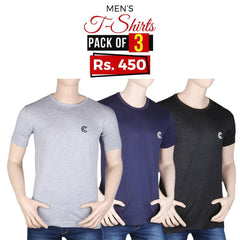Men's Half Sleeves T-Shirts Pack Of 3 - Multi - test-store-for-chase-value