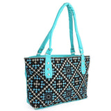 Women's Embroidery Handbag - Cyan - test-store-for-chase-value