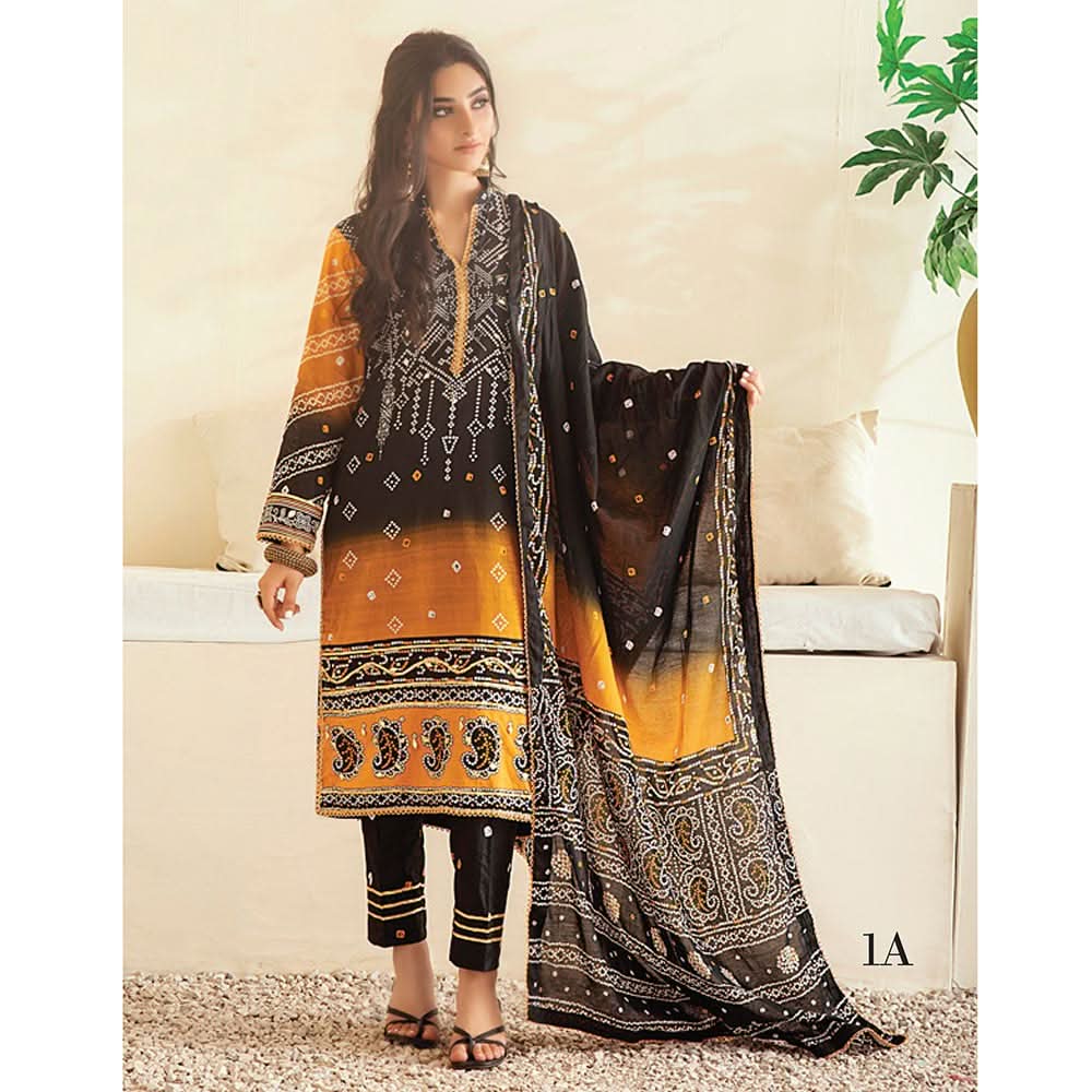 Monsoon Printed Lawn 3 Pcs Un-Stitched Suit Vol 3 - 1-A, Women, 3Pcs Shalwar Suit, Al-Zohaib Textiles, Chase Value