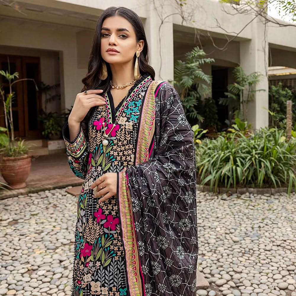 Anum Printed Lawn Unstitiched 3Pcs Suit V1 - A-1, Women, 3Pcs Shalwar Suit, Al-Zohaib Textiles, Chase Value