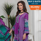 Sahil Printed Lawn V 2 3 Pcs Un-Stitched Suit - 1-B, Women, 3Pcs Shalwar Suit, ZS Textiles, Chase Value
