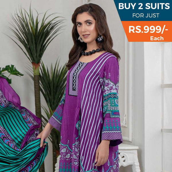 Sahil Printed Lawn V 2 3 Pcs Un-Stitched Suit - 1-B, Women, 3Pcs Shalwar Suit, ZS Textiles, Chase Value