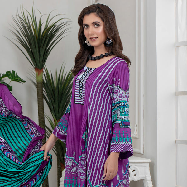 Sahil Printed Lawn V 2 3 Pcs Un-Stitched Suit - 1-B, Women, 3Pcs Shalwar Suit, ZS Textiles, Chase Value