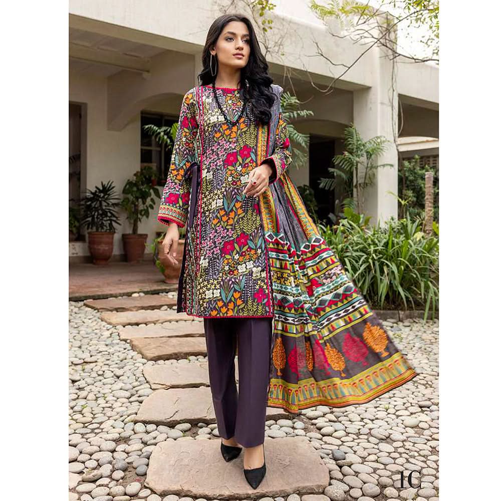 Anum Printed Lawn Unstitiched 3Pcs Suit V1 - C-1, Women, 3Pcs Shalwar Suit, Al-Zohaib Textiles, Chase Value