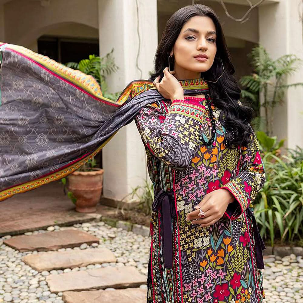 Anum Printed Lawn Unstitiched 3Pcs Suit V1 - C-1, Women, 3Pcs Shalwar Suit, Al-Zohaib Textiles, Chase Value