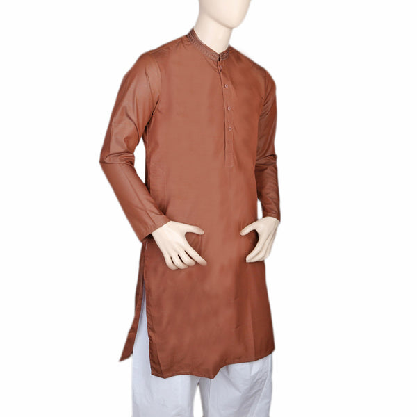 Eminent Embroidered Trim Fit Kurta For Men - Dark Brown, Men, Kurtas, Chase Value, Chase Value