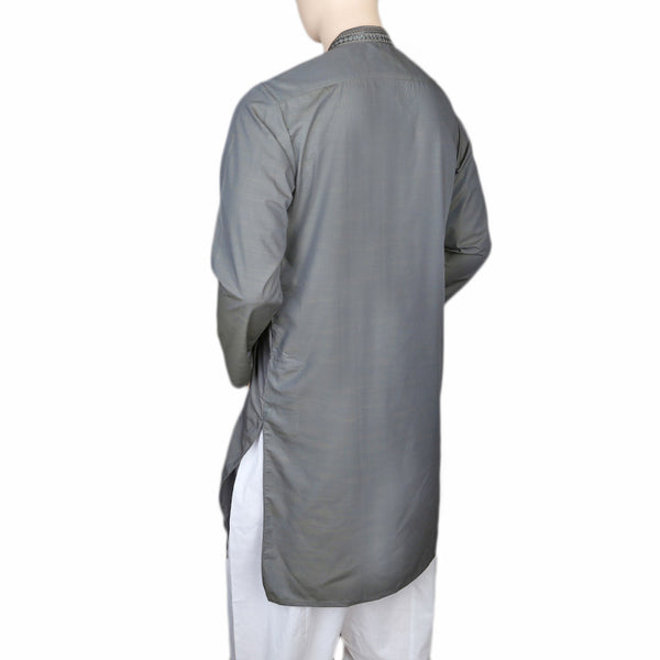 Eminent Embroidered Trim Fit Kurta For Men - Steel Green, Men, Kurtas, Chase Value, Chase Value