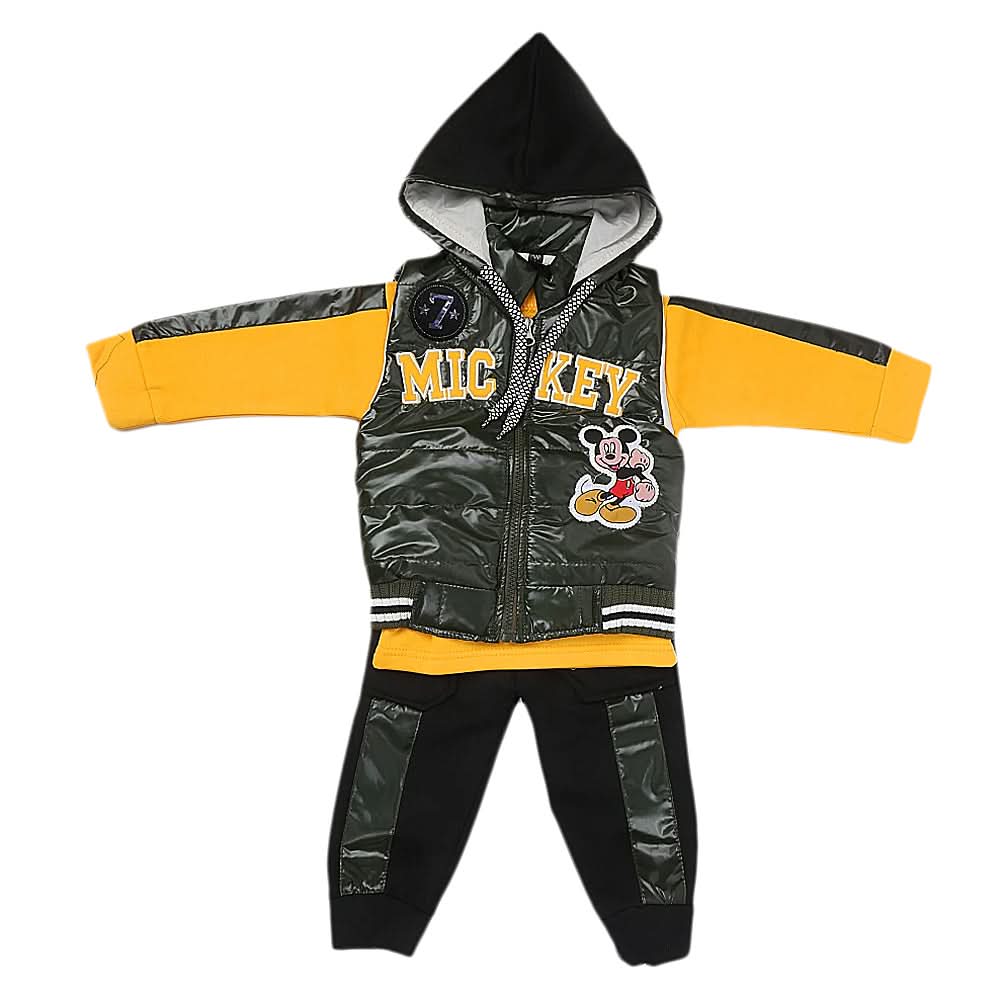 Boys Full Sleeves 3Pcs Suit  42708 - Green, Kids, Boys Sets And Suits, Chase Value, Chase Value