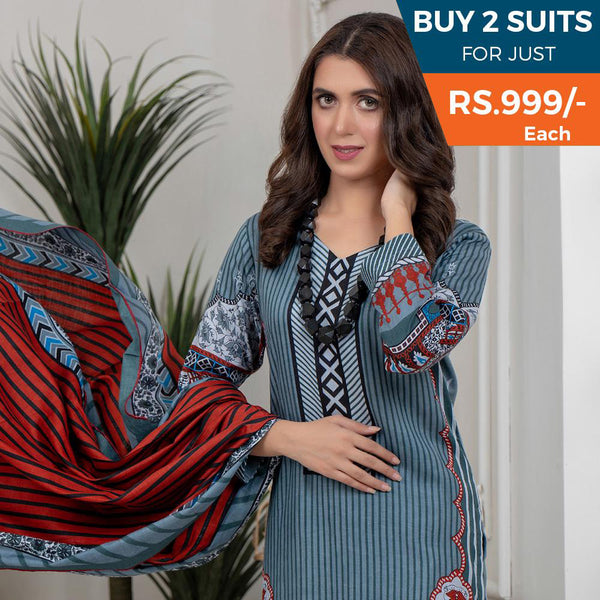 Sahil Printed Lawn V 2 3 Pcs Un-Stitched Suit - 1-A, Women, 3Pcs Shalwar Suit, ZS Textiles, Chase Value