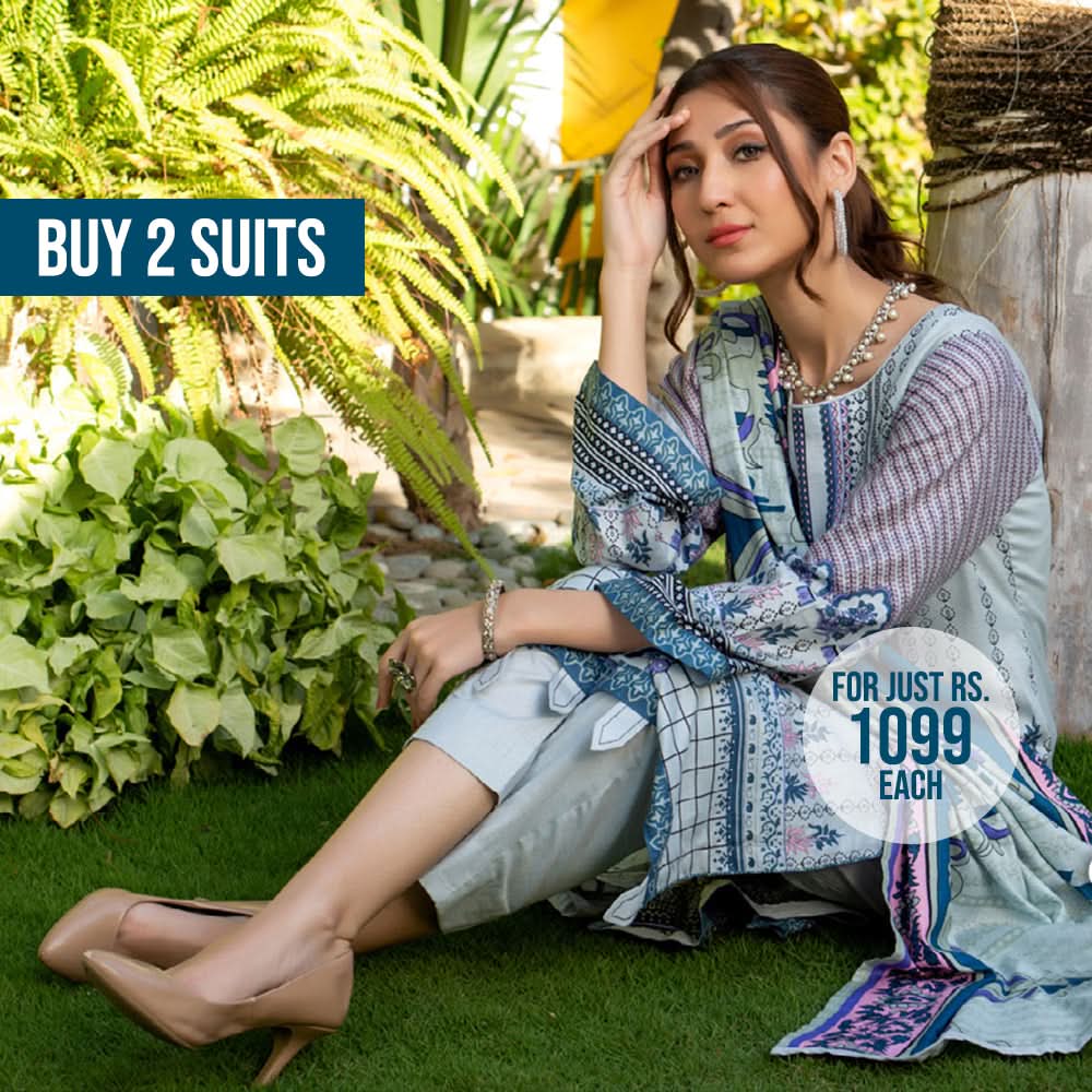 Erum Misha Lawn Printed 3 Pcs Un-Stitched Suit V-4 - B6, Women, 3Pcs Shalwar Suit, Erum Misha, Chase Value