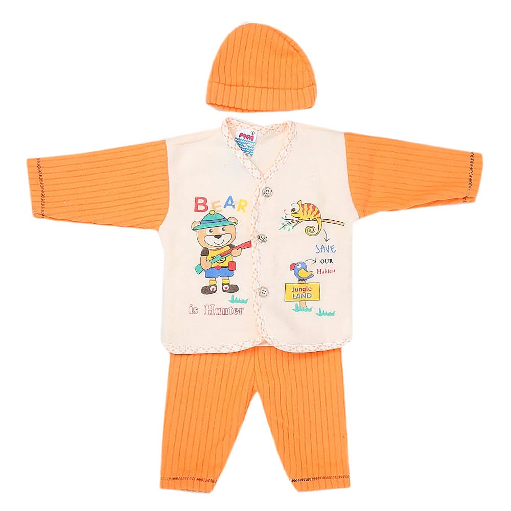 Newborn Boy Full Sleeves Polar Suit 3884 - Orange, Kids, NB Boys Sets And Suits, Chase Value, Chase Value