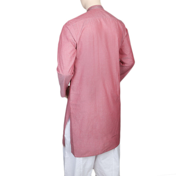 Eminent Embroidered Trim Fit Kurta For Men - Peach, Men, Kurtas, Chase Value, Chase Value