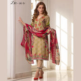 Zobia Noor Embroidered Lawn 3 Piece Un-Stitched Suit - B6, Women, 3Pcs Shalwar Suit, Salam's Textiles, Chase Value