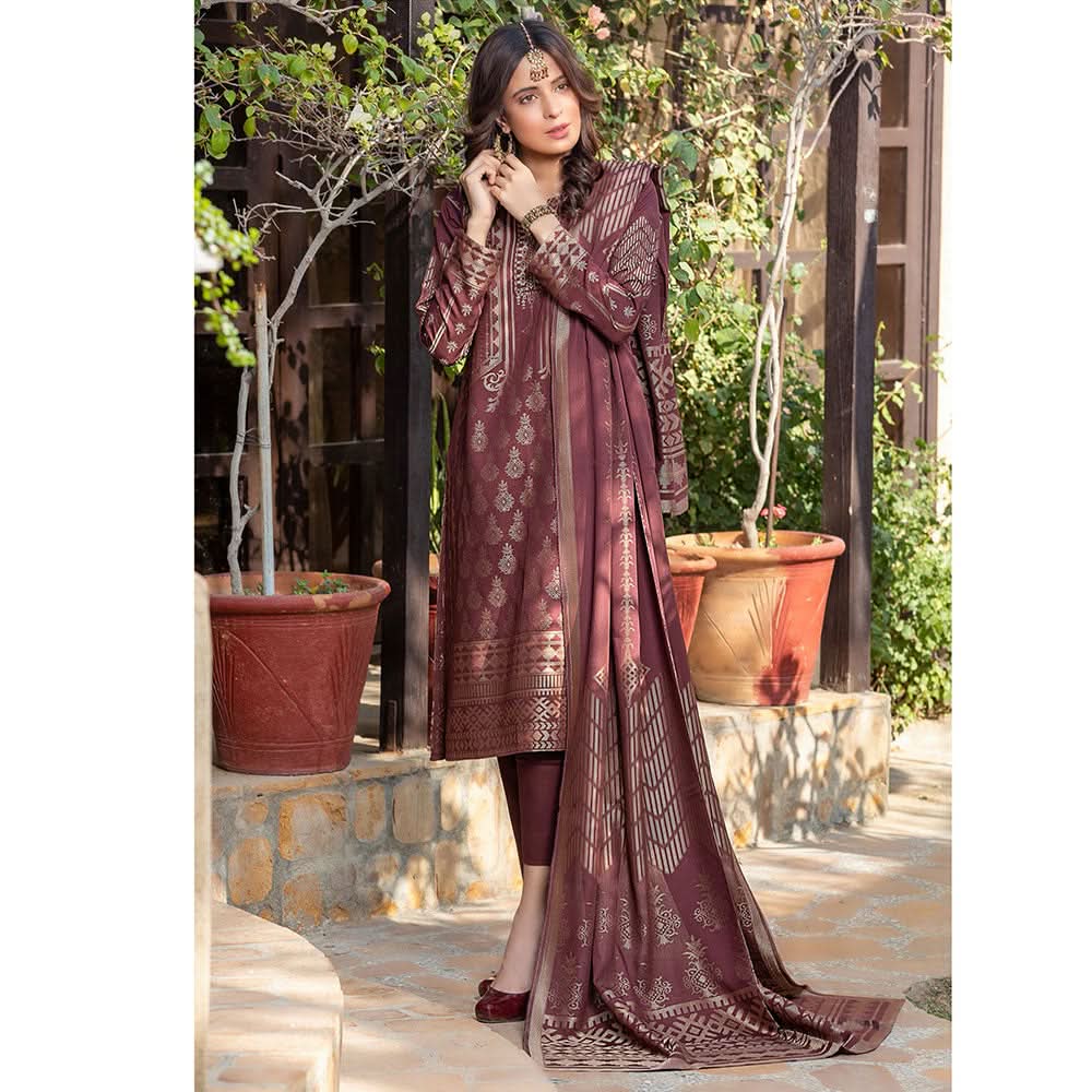 RA PEACH Jacquard Baroshia unstitched 3pc Suit, Women, 3Pcs Shalwar Suit, Chase Value, Chase Value
