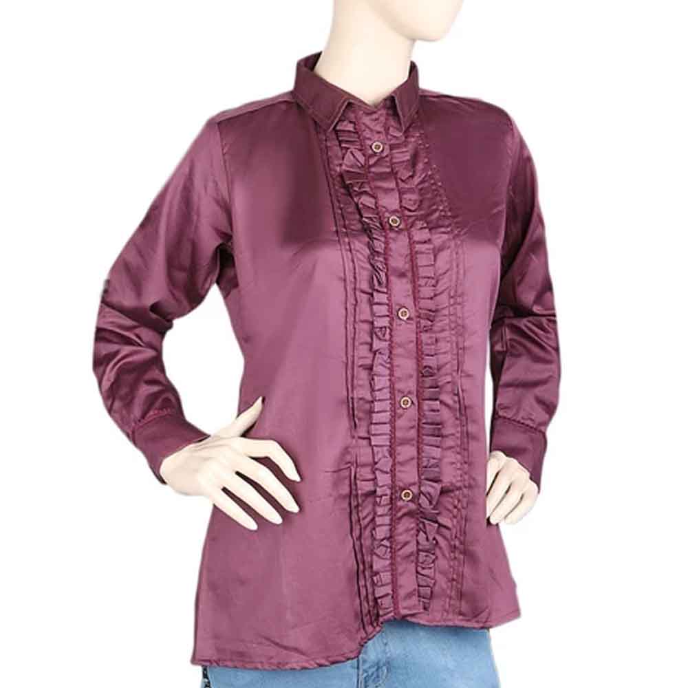 Women's Full Sleeves Casual Shirt - Maroon, Women, T-Shirts And Tops, Chase Value, Chase Value