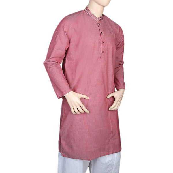 Eminent Embroidered Trim Fit Kurta For Men - Peach, Men, Kurtas, Chase Value, Chase Value