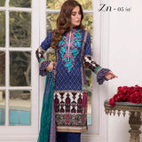Zobia Noor Embroidered Lawn 3 Piece Un-Stitched Suit - A5, Women, 3Pcs Shalwar Suit, Salam's Textiles, Chase Value