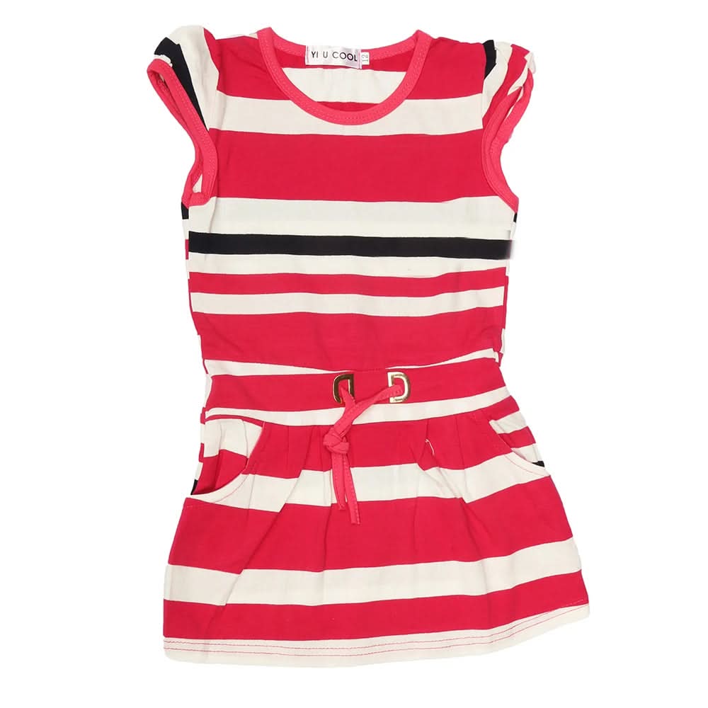Girls Yarn Dyed Half Sleeves T-Shirt - Pink, Kids, Girls T-Shirts, Chase Value, Chase Value