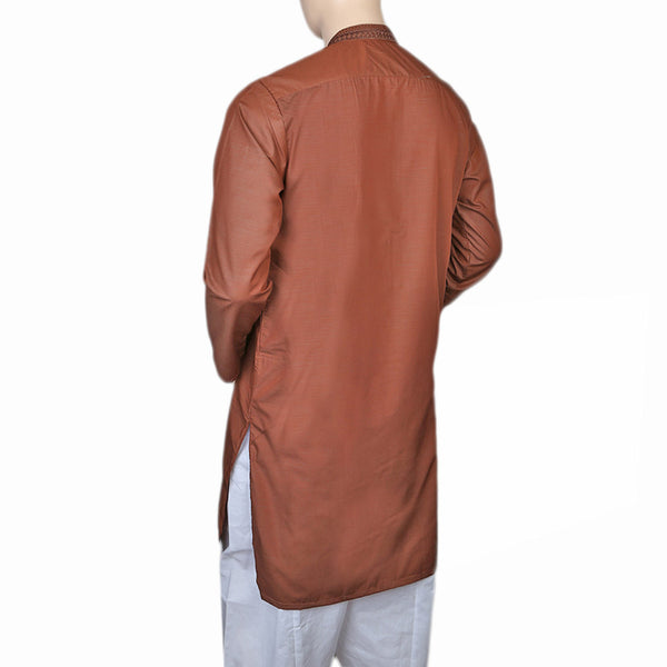 Eminent Embroidered Trim Fit Kurta For Men - Dark Brown, Men, Kurtas, Chase Value, Chase Value