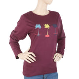 Women's Full Sleeves T-Shirt - Dark Purple, Women, T-Shirts And Tops, Chase Value, Chase Value