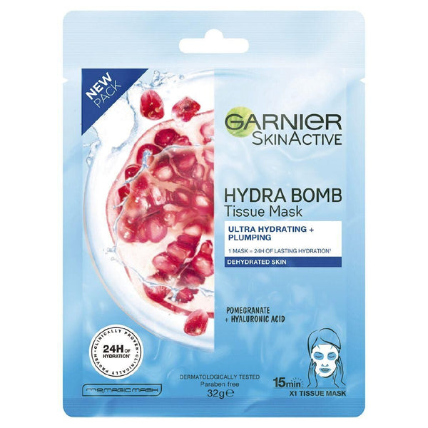 Garnier Hydra Bomb Tissue Mask Pomegranate - 32 g, Beauty & Personal Care, Masks, Garnier, Chase Value