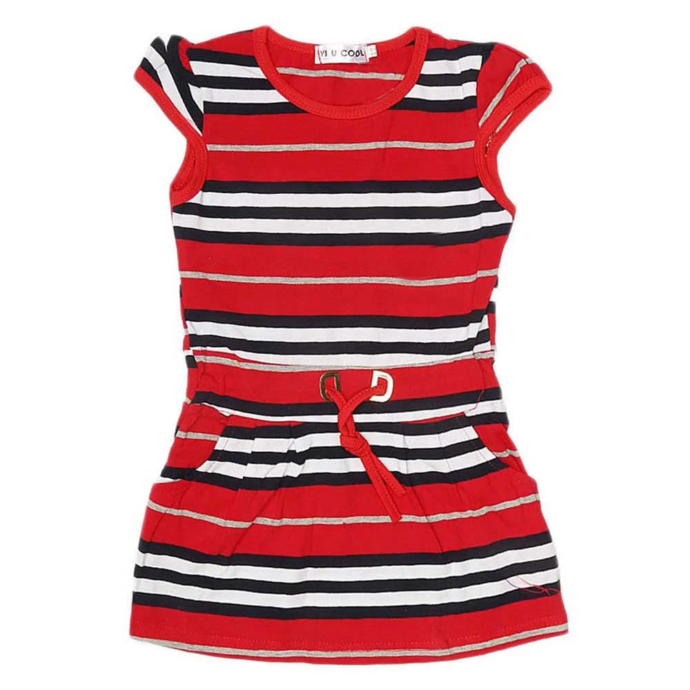 Girls Yarn Dyed Half Sleeves T-Shirt - Red, Kids, Girls T-Shirts, Chase Value, Chase Value