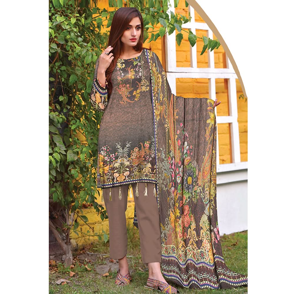 Saqaffat Digital Printed Dhanak 3 Pcs Un-Stitched Suit - 01, Women, 3Pcs Shalwar Suit, Ulfat Textile, Chase Value