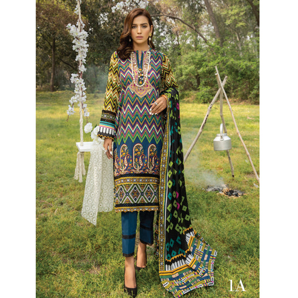 Anum Classic Printed Lawn 3 Pcs Un-Stitched Suit Vol 3 - 1-A, Women, 3Pcs Shalwar Suit, Al-Zohaib Textiles, Chase Value