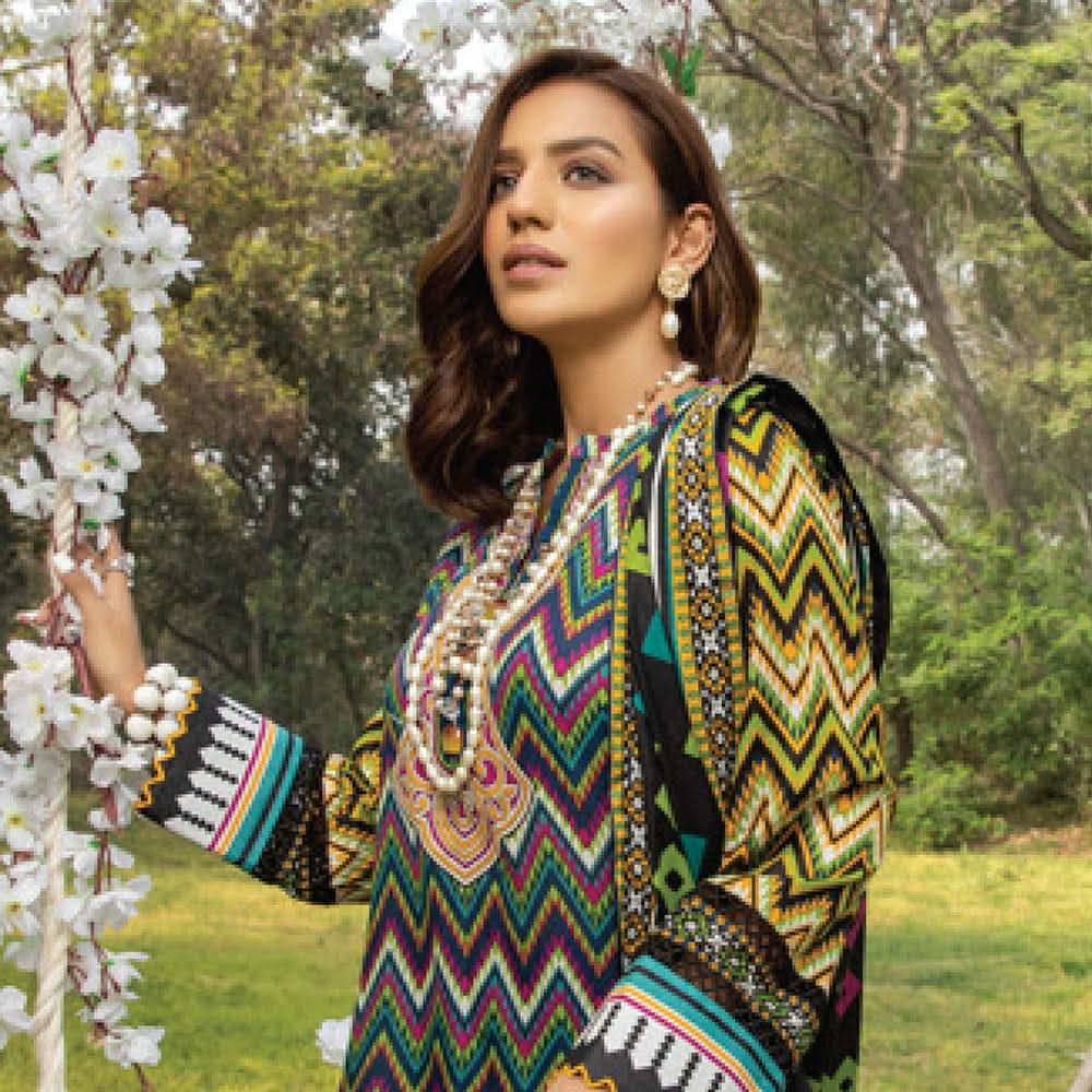 Anum Classic Printed Lawn 3 Pcs Un-Stitched Suit Vol 3 - 1-A, Women, 3Pcs Shalwar Suit, Al-Zohaib Textiles, Chase Value