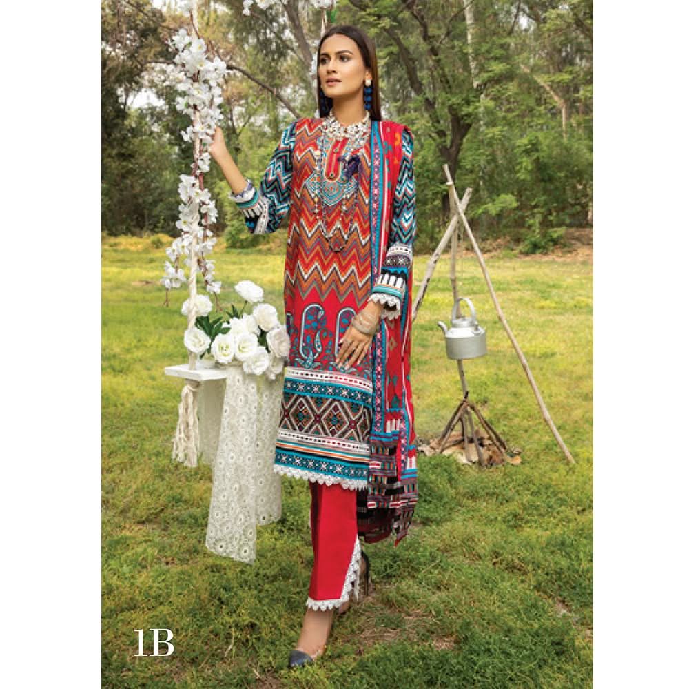 Anum Classic Printed Lawn 3 Pcs Un-Stitched Suit Vol 3 - 1-B, Women, 3Pcs Shalwar Suit, Al-Zohaib Textiles, Chase Value