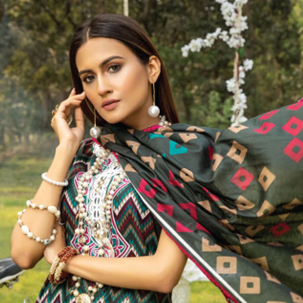 Anum Classic Printed Lawn 3 Pcs Un-Stitched Suit Vol 3 - 1-C, Women, 3Pcs Shalwar Suit, Al-Zohaib Textiles, Chase Value